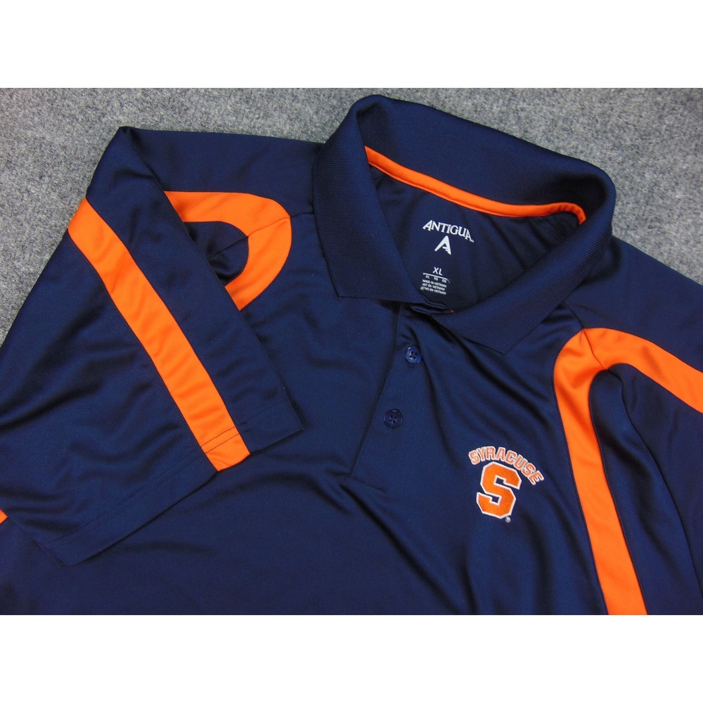 Syracuse Polo Mens XL Antigua Navy Orange Colorblock NCAA Collegiate Sporty